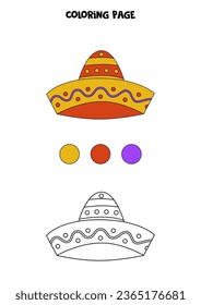 Color mexican hat, Coloring page for kids. 