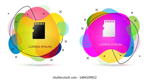 Color Micro SD memory card icon isolated on white background. Abstract banner with liquid shapes. Vector Illustration