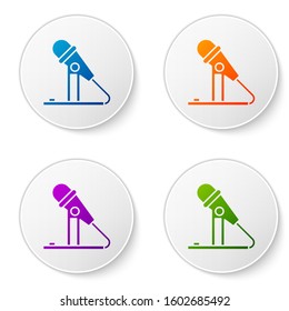 Color Microphone icon isolated on white background. On air radio mic microphone. Speaker sign. Set icons in circle buttons. Vector Illustration