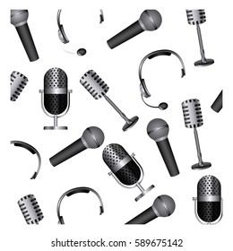 color microphones background icon, vector illustraction design