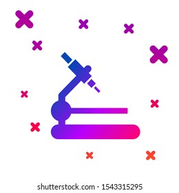 Color Microscope icon isolated on white background. Chemistry, pharmaceutical instrument, microbiology magnifying tool. Gradient random dynamic shapes. Vector Illustration