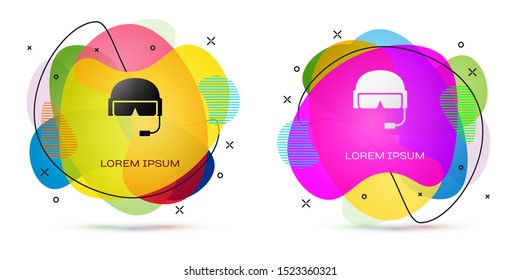 Color Military helmet icon isolated on white background. Army hat symbol of defense and protect. Protective hat. Abstract banner with liquid shapes. Vector Illustration