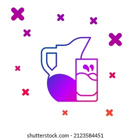 Color Milk jug or pitcher and glass icon isolated on white background. Gradient random dynamic shapes. Vector