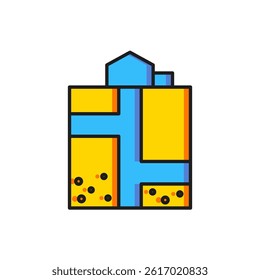 Color Mine entrance icon isolated on white background. Flat filled outline style with shadow. Vector