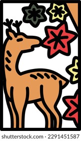 Color mini Hanafuda Kannazuki autumn leaves deer October autumn leaves and deer