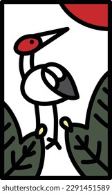 Color Mini Hanafuda Mutsuki Pine Crane Enero Pine and Crane