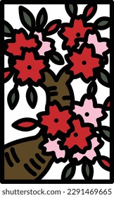Color Mini Hanafuda Yayoi Sakura March Sakura Remnants