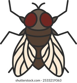 Color mini insect single icon fly