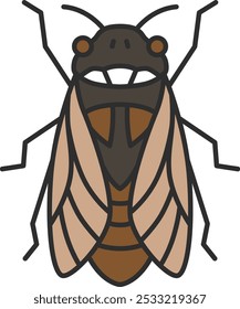 Color mini insect single item icon cicada