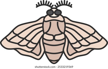 Icono de un solo elemento de insecto de color mini gusano de seda