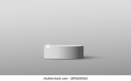 Farbminimale Szene mit grauem leerem Podium, Podest oder Plattform. Urlaubsbanner, Webposter, Flyer, Farbbroschüre