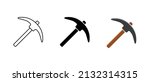 Color mining pickaxe, vector icon set. Mining cryptocurrency symbol