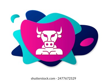 Color Minotaur icon isolated on white background. Mythical greek powerful creature the half human bull legendary minotaur from cretan labyrinth. Abstract banner with liquid shapes. Vector