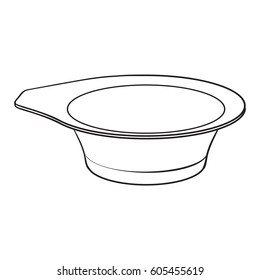 Color mixing plastic hairdresser bowl, sketch style vector illustration isolated on white background. Hairdresser bowl for color mixing, hair bleaching