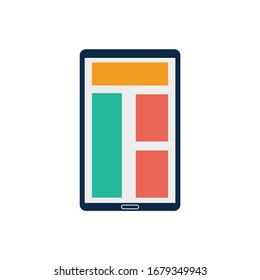 Color Mobile tab illustration with white background