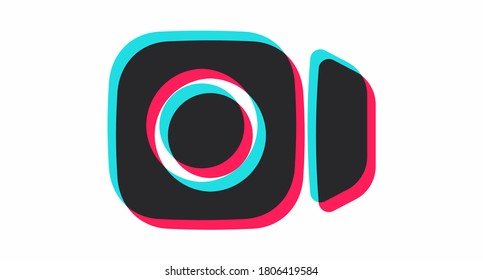 Color mockup camera icon on a white background. Color video camera drawn in a flat style. Vector illustration