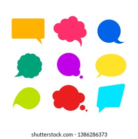 Color Mockup Retro Speech Bubbles Set Empty Template on a White. Vector illustration of Mock Up Bubble
