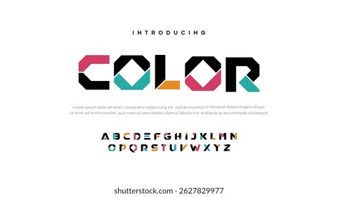 Color modern alphabet fonts. Science fiction typography sport, technology, fashion, digital, future creative logo font. vector illustration