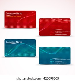 Color modern business card set. Vector business card with abstract wave and geometric tiles from circles. Vector  Design. 