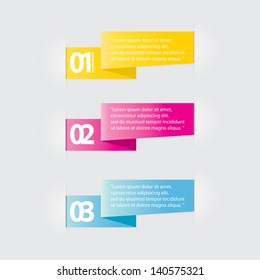 Farbmoderne Design-Vorlage / kann für Infografiken / nummerierte Banner / horizontale Ausschnittlinien / grafische oder Website-Layout-Vektorgrafik verwendet werden