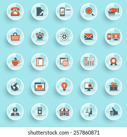 Color modern icons on buttons. Flat design.