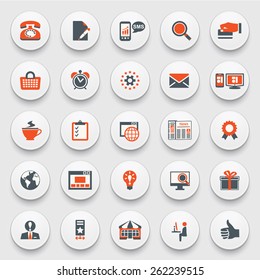 Color modern icons on white buttons. Flat design.