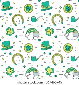 Color modern seamless background for Patricks Day. The traditional attributes. vector illustration