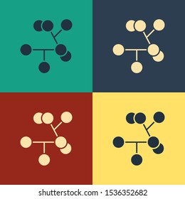 Color Molecule icon isolated on color background. Structure of molecules in chemistry, science teachers innovative educational poster. Vintage style drawing. Vector Illustration