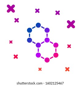 Color Molecule icon isolated on white background. Structure of molecules in chemistry, science teachers innovative educational poster. Gradient random dynamic shapes. Vector Illustration