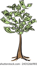 color money tree business concept vector illustration