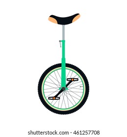 Color monocycle symbol. Unicycle circus concept. Mono cycle isolated on white background.