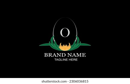 Diseño de monograma de color con letra O inicial. Puede utilizarse como logotipo para catálogos y folletos, cafés, boutiques, hoteles, restaurantes, invitaciones a joyería, tarjetas de visita, etc.