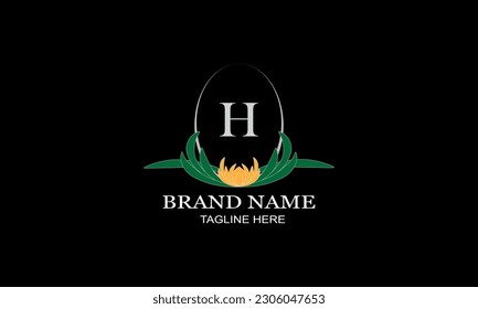 Color monogram design with initial letter H. Can be used as a logo for catalogs and brochures, cafes, boutiques, hotels, restaurants, jewelry invitations, business cards, etc.