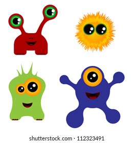 Color Monsters Isolated On White Background Stock Vector (Royalty Free ...