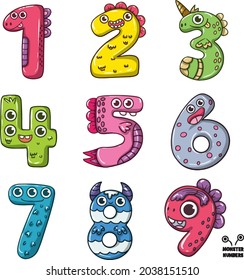 Color monsters - Numbers. Education and fun for children's. Baby first numbers - colorize and count. Printable worksheet 