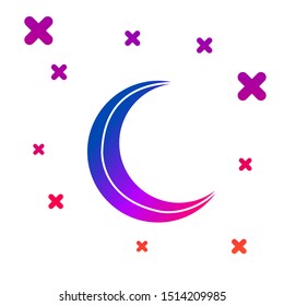 Color Moon and stars icon isolated on white background. Gradient random dynamic shapes. Vector Illustration