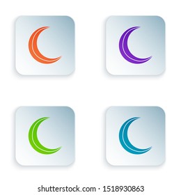 Color Moon and stars icon isolated on white background. Set icons in colorful square buttons. Vector Illustration