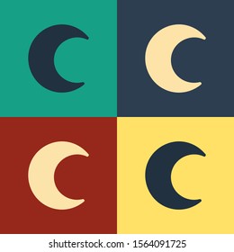 Color Moon and stars icon isolated on color background. Vintage style drawing. Vector Illustration