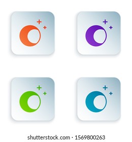Color Moon and stars icon isolated on white background. Set icons in square buttons. Vector Illustration