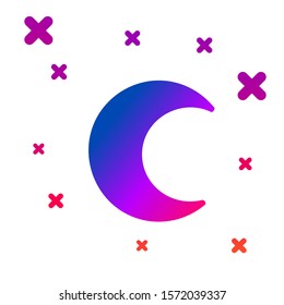 Color Moon and stars icon isolated on white background. Gradient random dynamic shapes. Vector Illustration