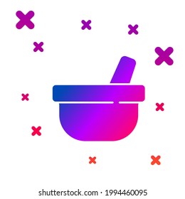 Color Mortar and pestle icon isolated on white background. Gradient random dynamic shapes. Vector