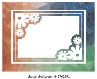 Color mosaic frame with decorative flower. Original decorative background for text or photos. Vector clip art.