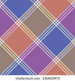 Color mosaic plaid pixel seamless pattern. Vector illustration.