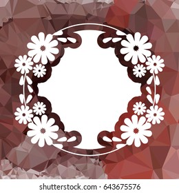 Color mosaic round frame with decorative flower. Original decorative background for text or photos. Vector clip art.