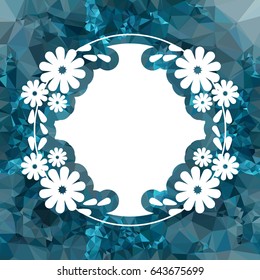 Color mosaic round frame with decorative flower. Original decorative background for text or photos. Vector clip art.