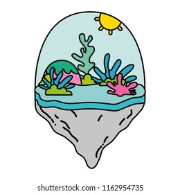 color mountain and exotic seaweed in the float island