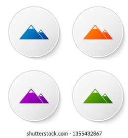 Color Mountains icon isolated on white background. Symbol of victory or success concept. Set color icon in circle buttons. Vector Illustration