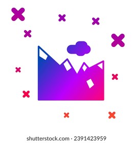 Color Mountains icon isolated on white background. Symbol of victory or success concept. Gradient random dynamic shapes. Vector Illustration