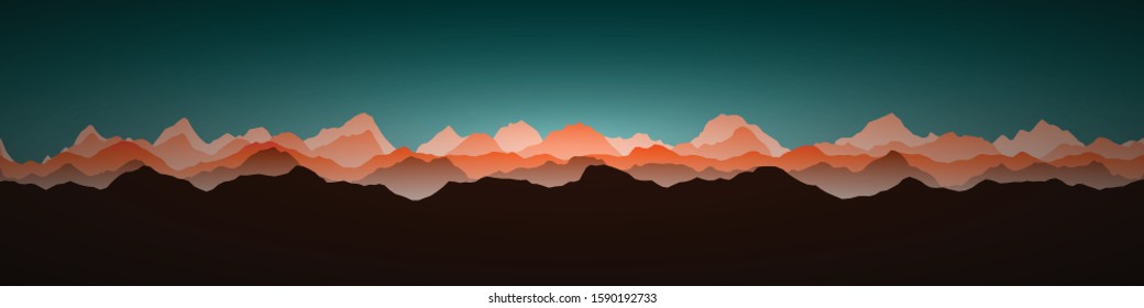 Color Mountains Landscape Generative Art background illustration
