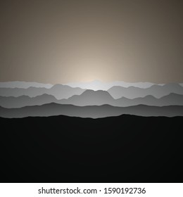 Color Mountains Landscape Generative Art background illustration